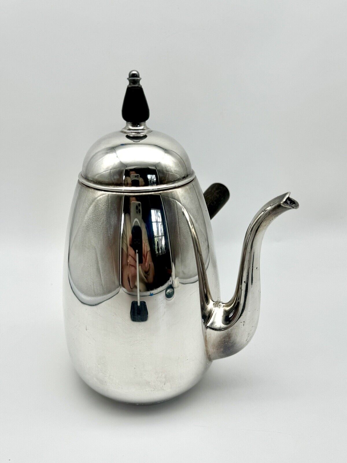 Vintage FB Rogers Silver Co Silver Plated Wood Handle Coffee Chocolate Pot
