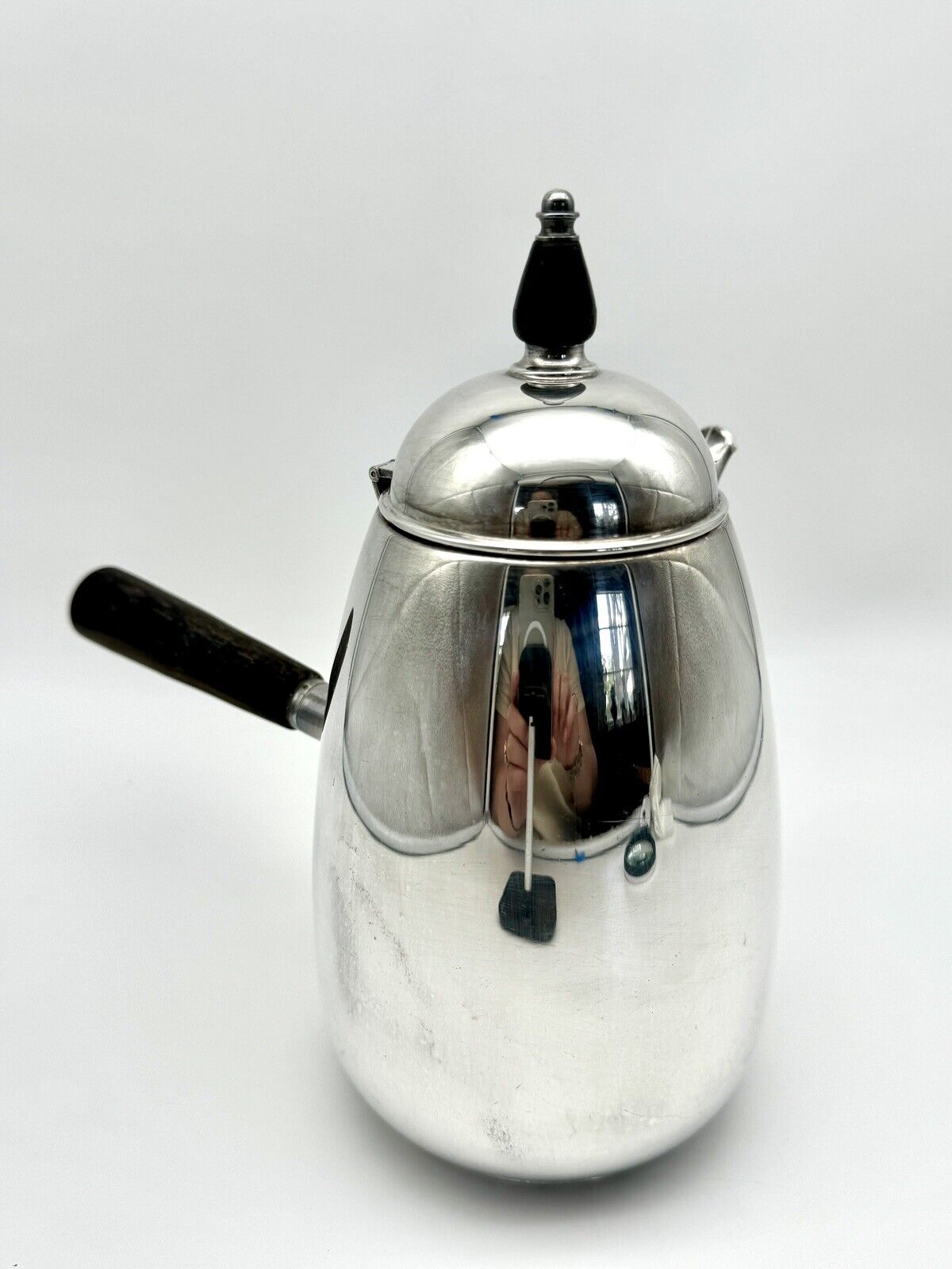 Vintage FB Rogers Silver Co Silver Plated Wood Handle Coffee Chocolate Pot