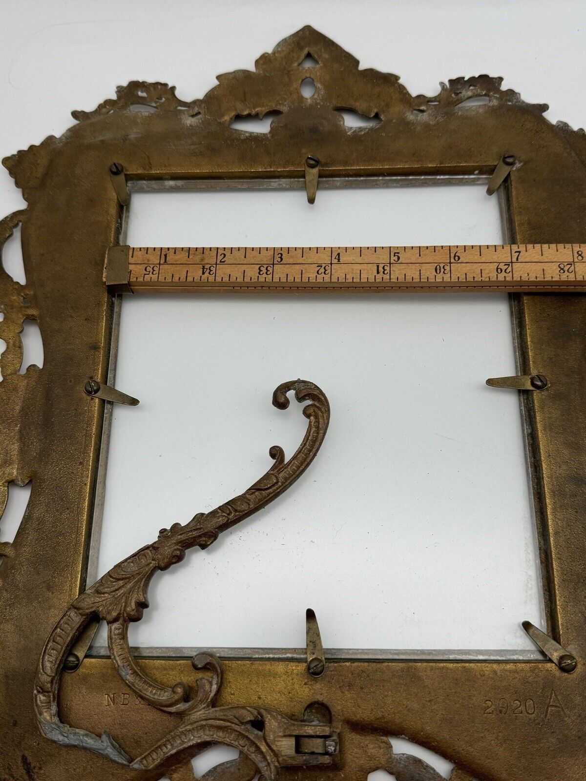 Antique NATIONAL BRASS & IRON WORKS Picture Or Mirror Frame with Stand & New Glass