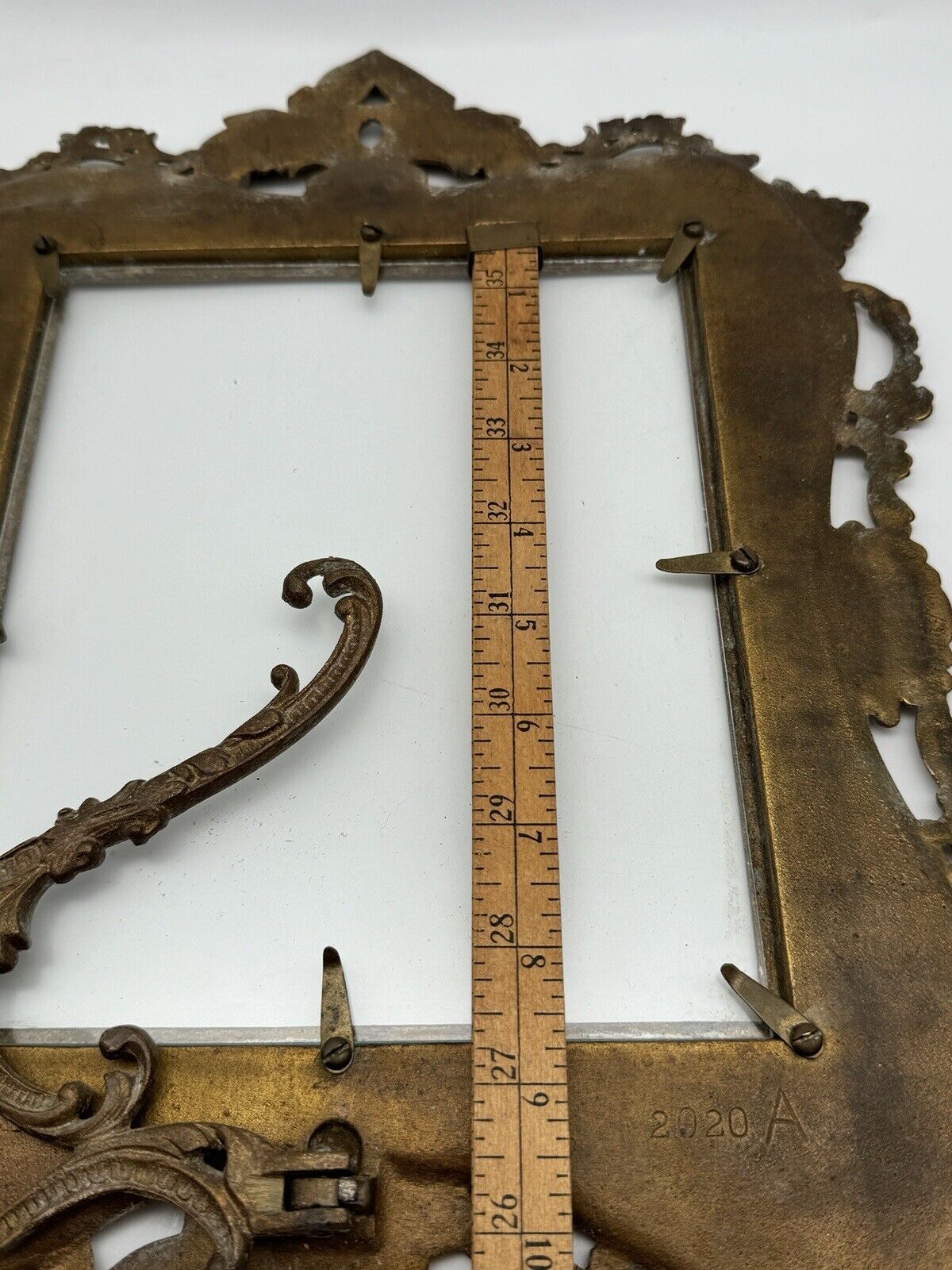Antique NATIONAL BRASS & IRON WORKS Picture Or Mirror Frame with Stand & New Glass