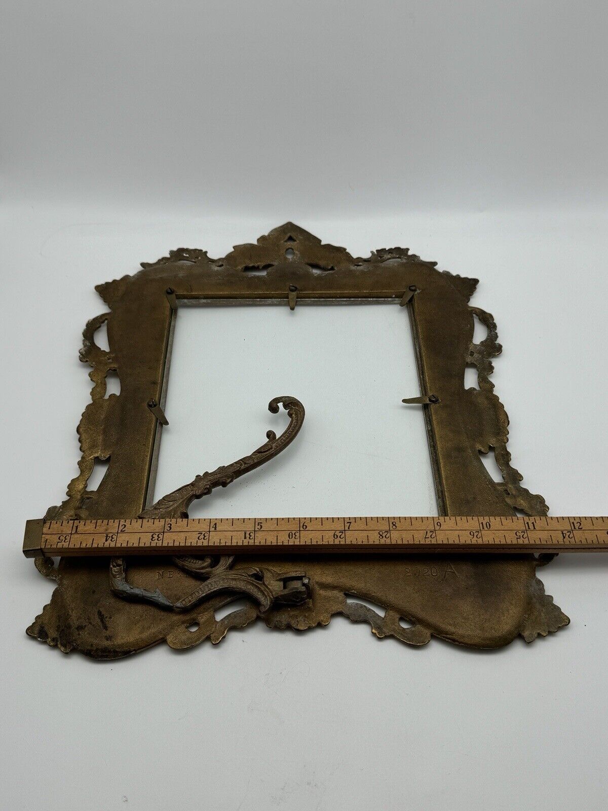 Antique NATIONAL BRASS & IRON WORKS Picture Or Mirror Frame with Stand & New Glass