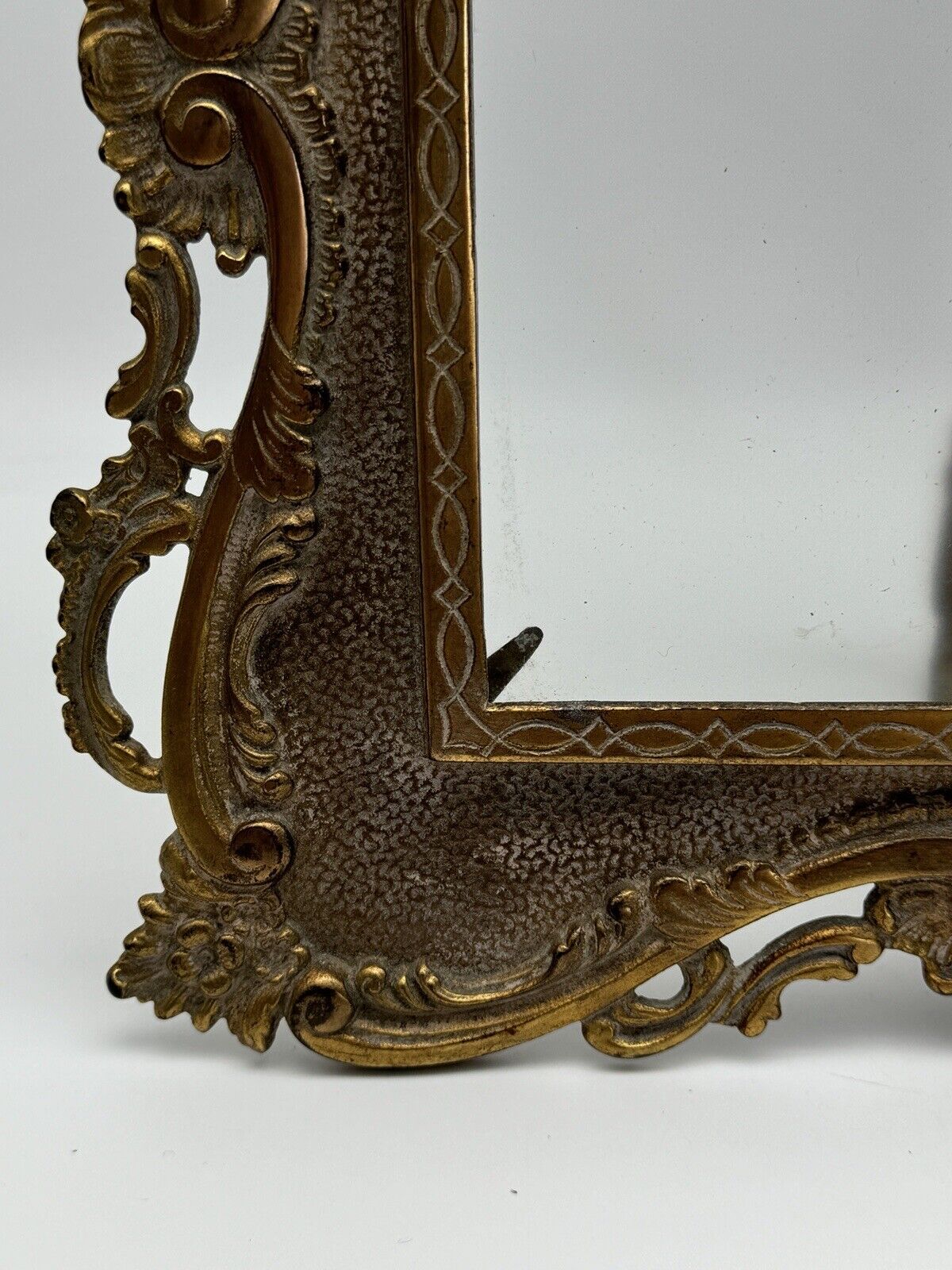 Antique NATIONAL BRASS & IRON WORKS Picture Or Mirror Frame with Stand & New Glass