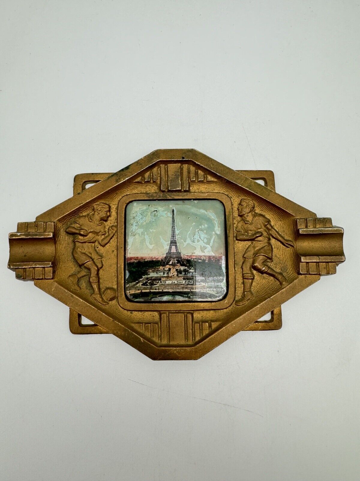ART DECO Paris Sports Memorabilia Soccer “Football” Ashtray With Eiffel Tower