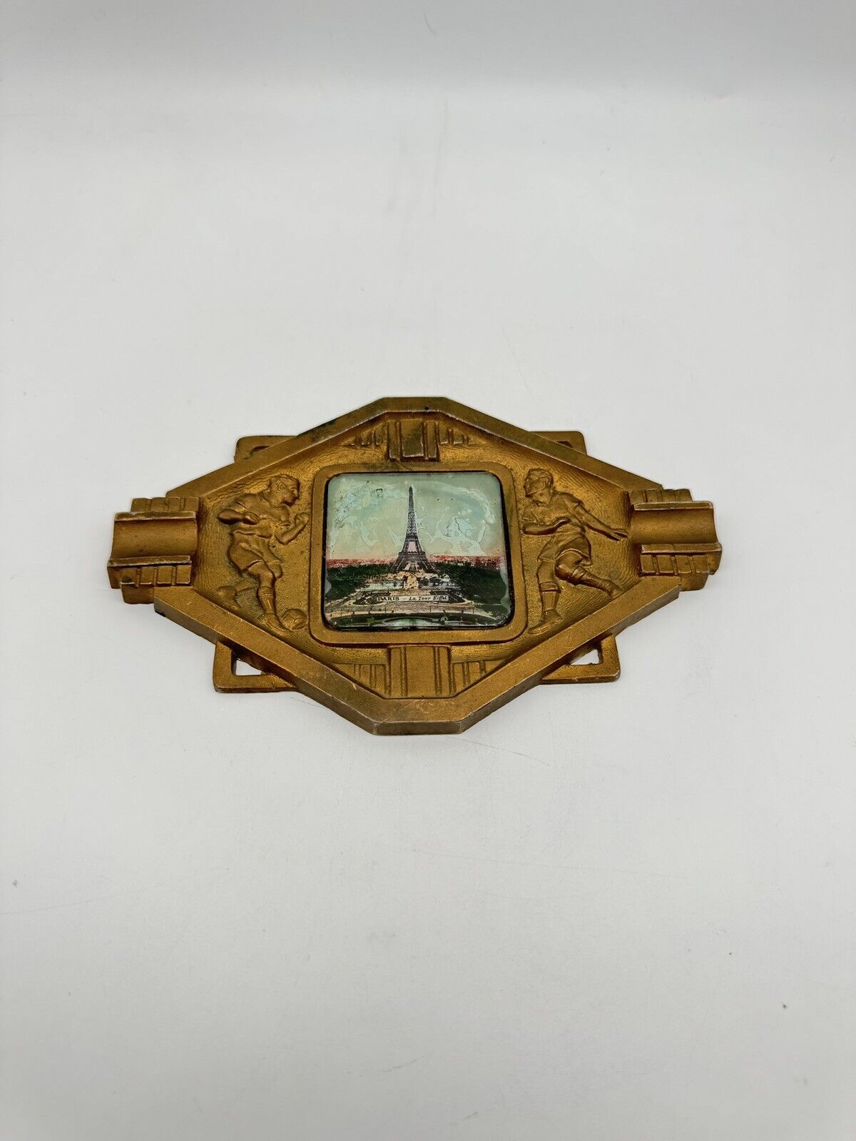 ART DECO Paris Sports Memorabilia Soccer “Football” Ashtray With Eiffel Tower
