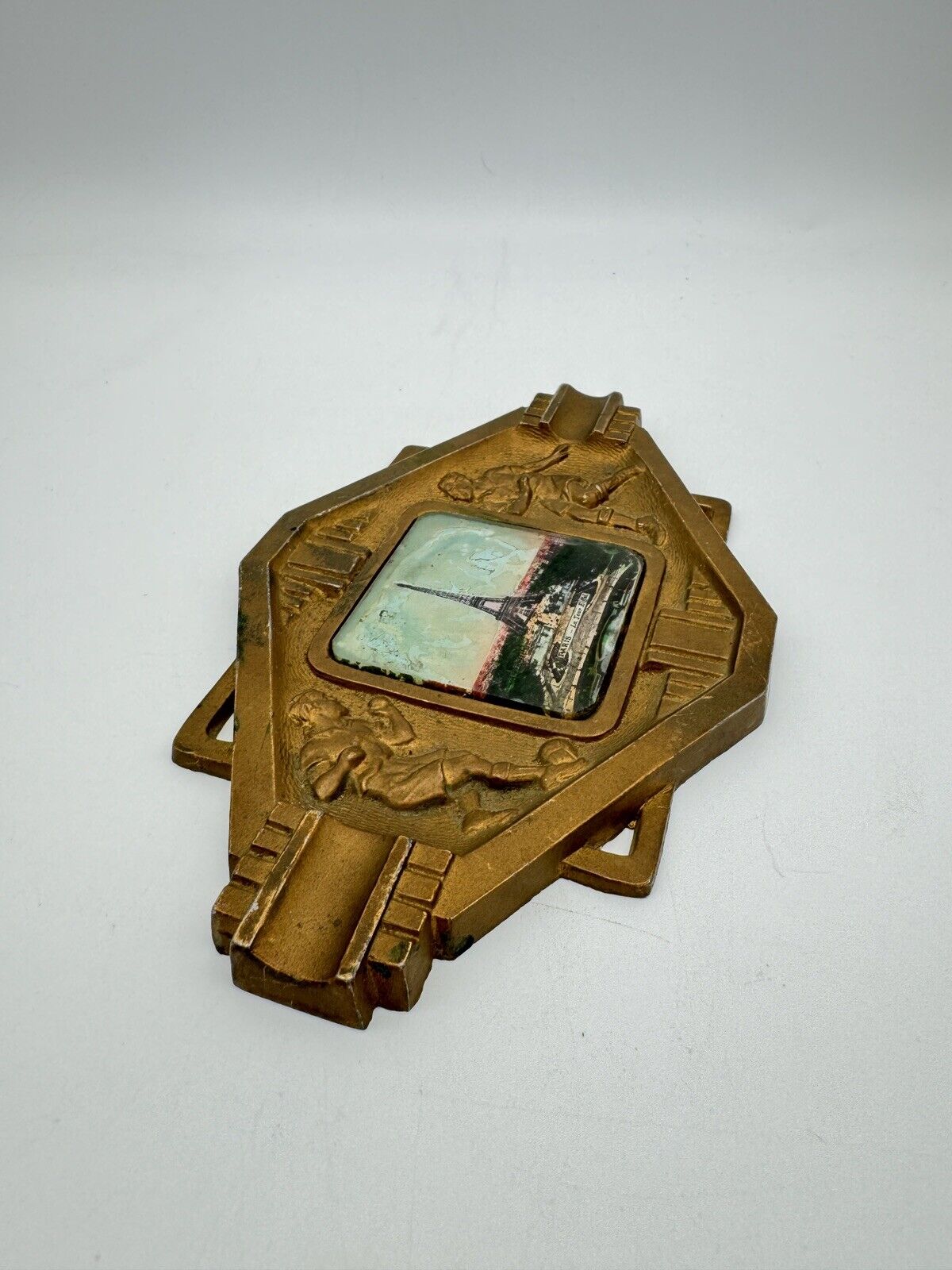 ART DECO Paris Sports Memorabilia Soccer “Football” Ashtray With Eiffel Tower