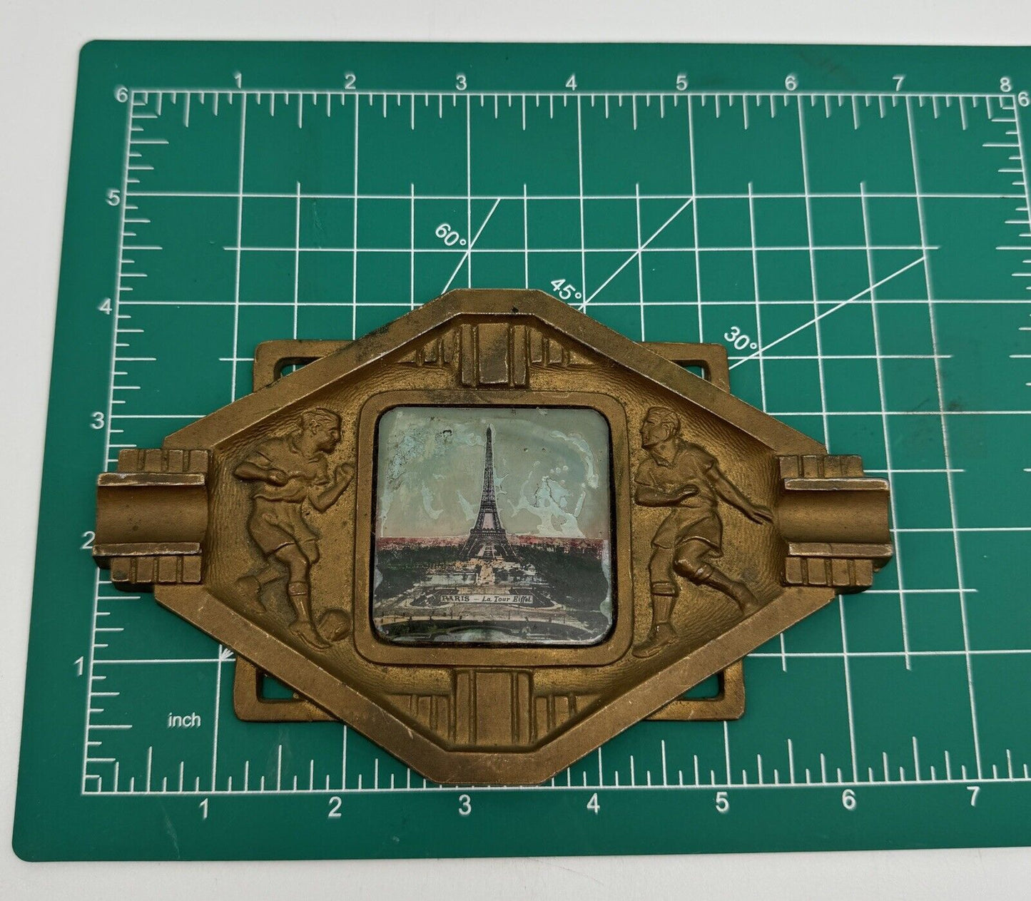 ART DECO Paris Sports Memorabilia Soccer “Football” Ashtray With Eiffel Tower