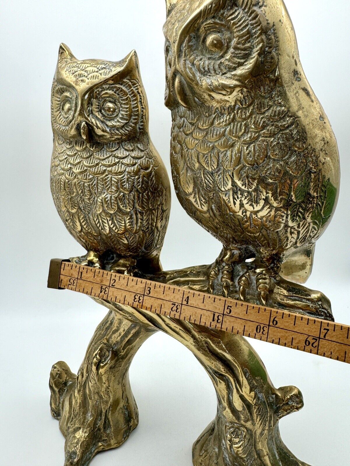 Vintage MCM SUBSTANTIAL Brass OWL Decor RARE