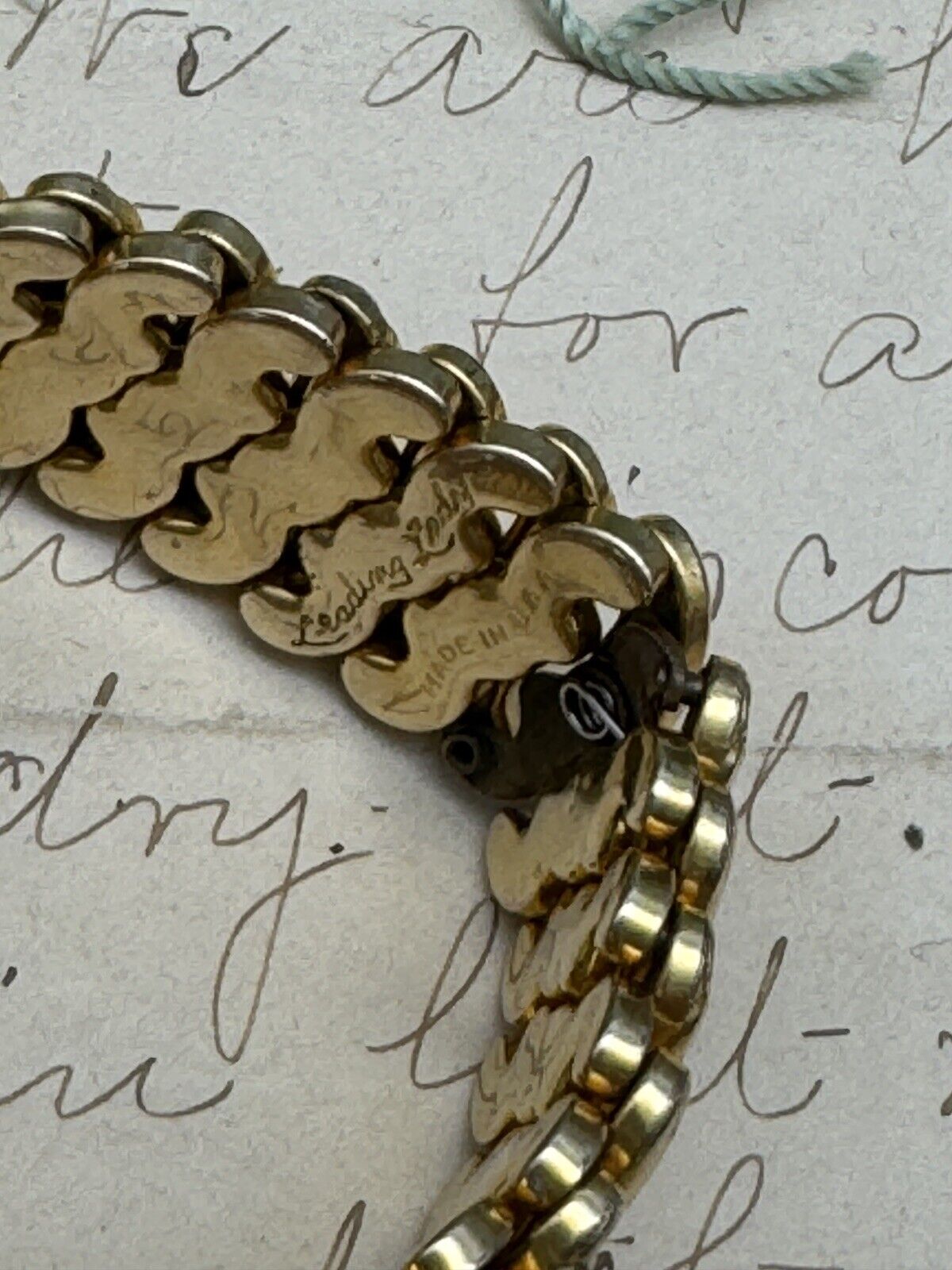 Vintage Expandable Sweetheart Bracelet Leading Lady Gold Filled Pink Stone