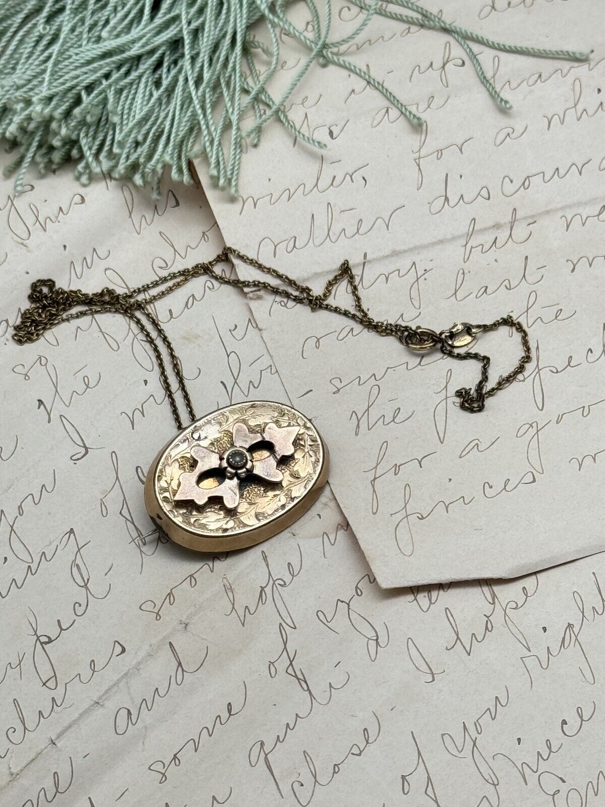Victorian Gold Filled Brooch Pendant With Gold Plated 925 Sterling Chain 17.5”