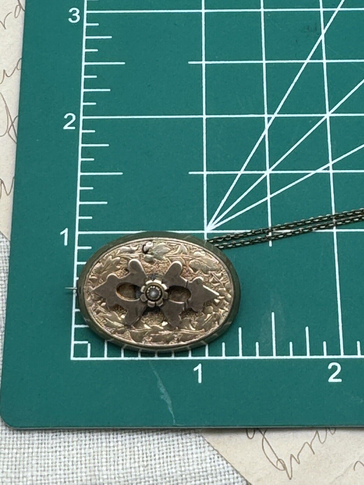 Victorian Gold Filled Brooch Pendant With Gold Plated 925 Sterling Chain 17.5”