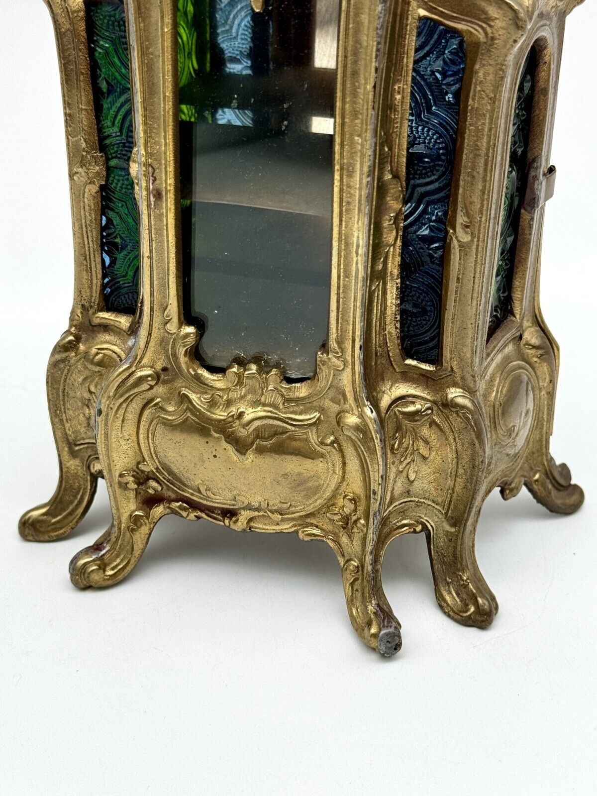 Antique French Style Jewelry Box Curio With Stained Glass MINIATURE