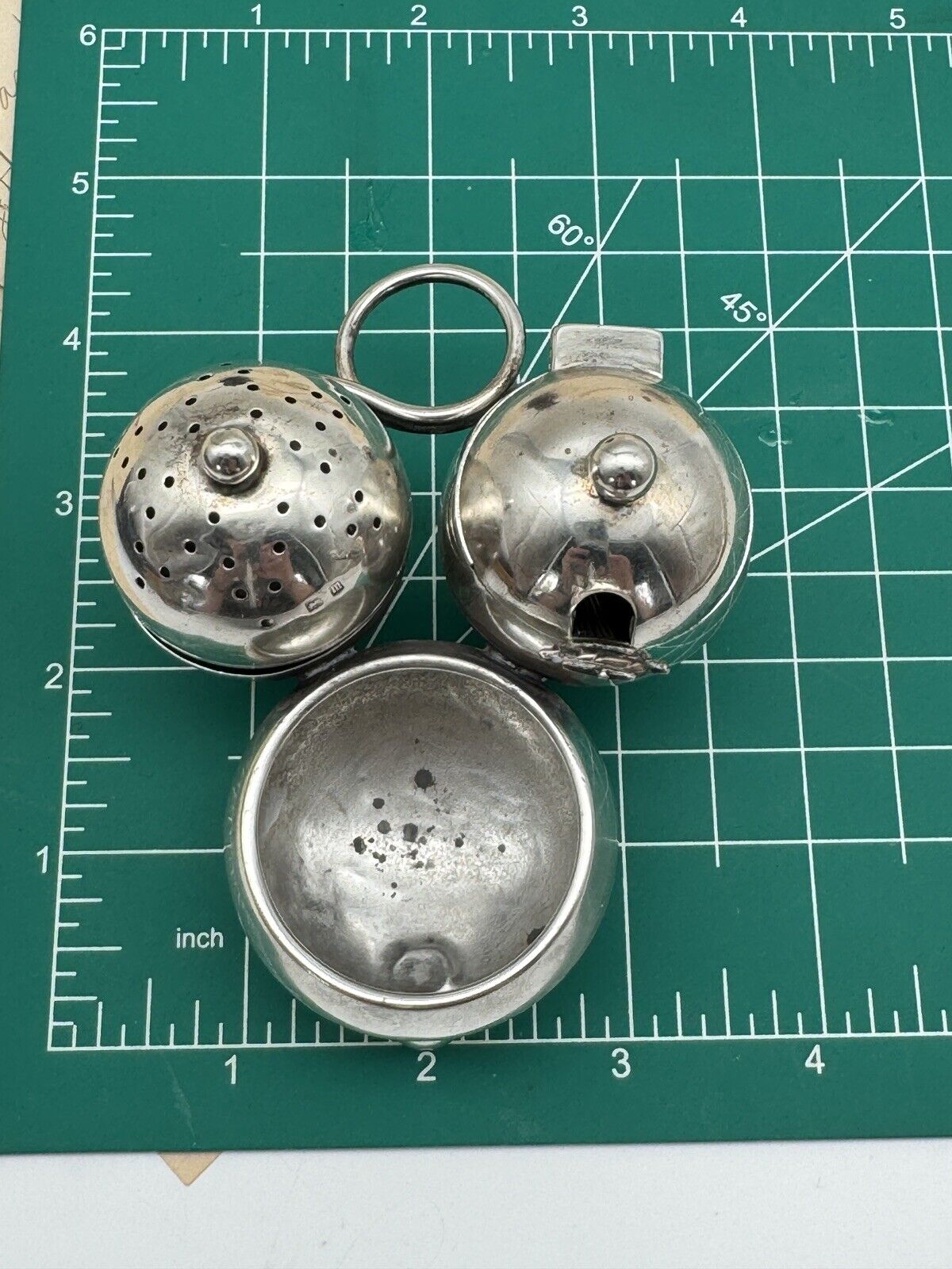 Antique ENGLISH Edwardian Style STERLING Cruet Set Salt, Pepper, Mustard AS IS‼️