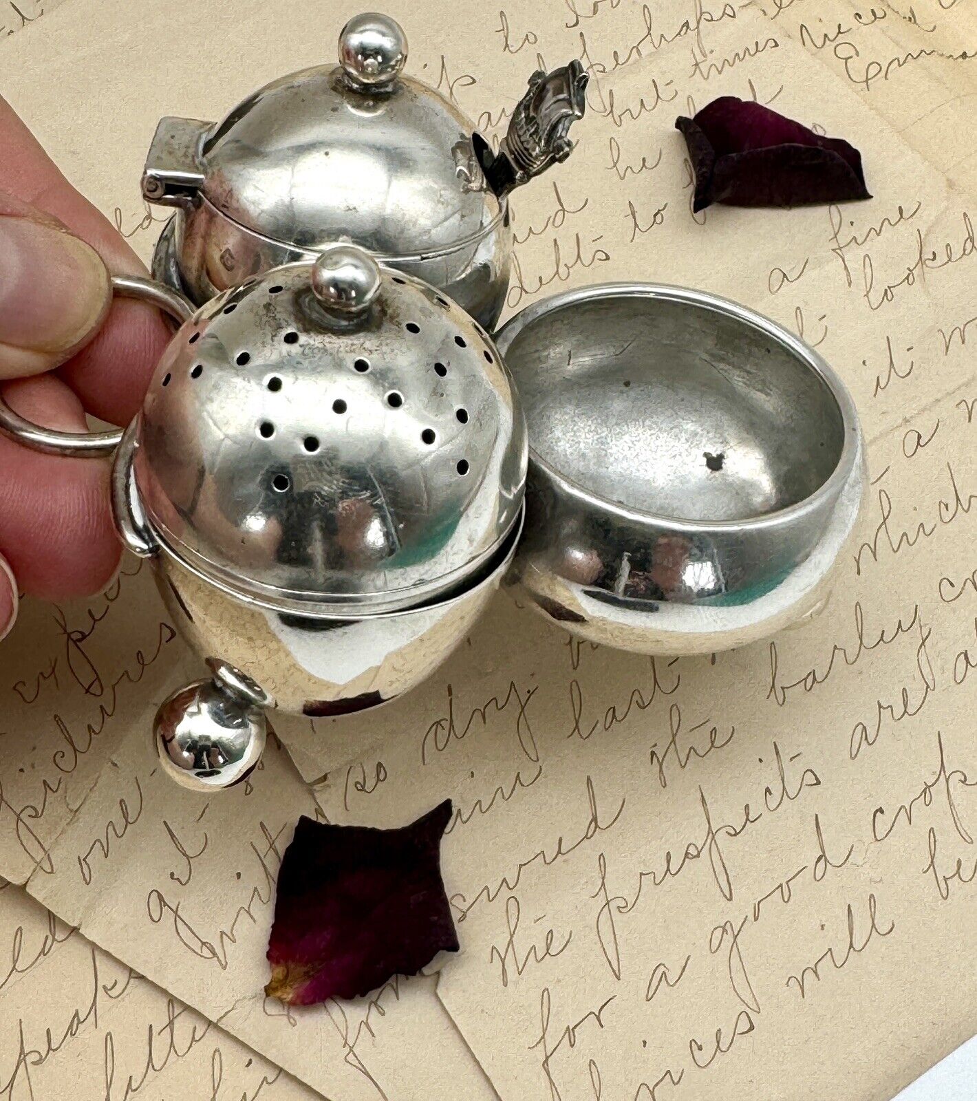 Antique ENGLISH Edwardian Style STERLING Cruet Set Salt, Pepper, Mustard AS IS‼️