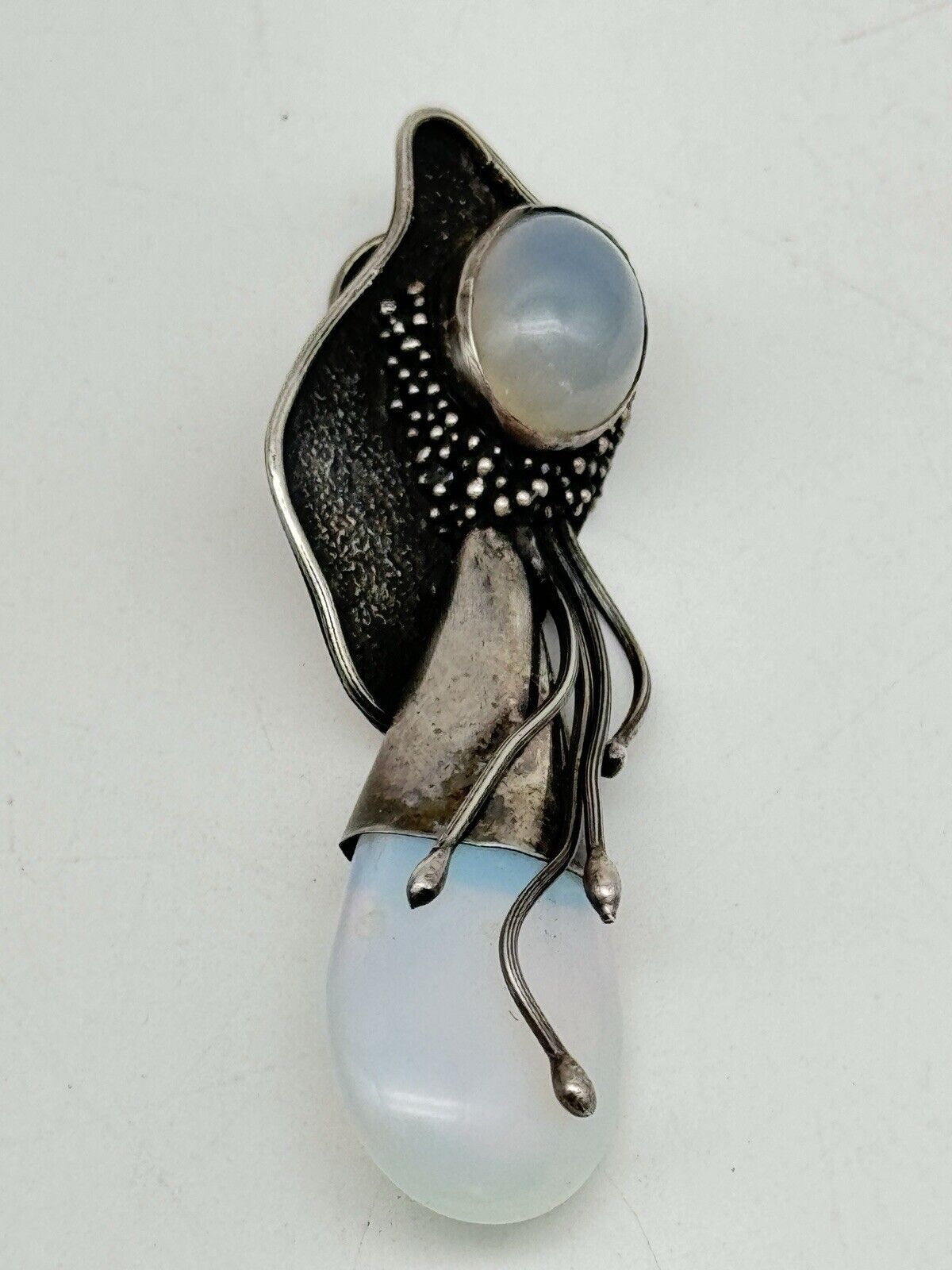 925 Sterling Opaline Glass Pendant VINTAGE