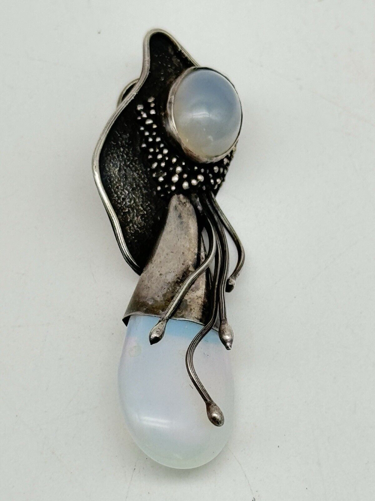 925 Sterling Opaline Glass Pendant VINTAGE