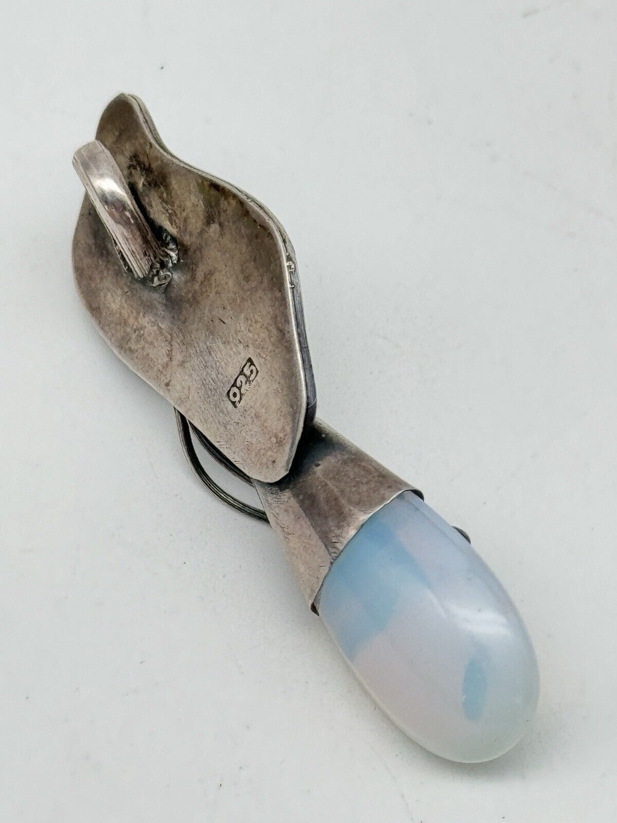 925 Sterling Opaline Glass Pendant VINTAGE