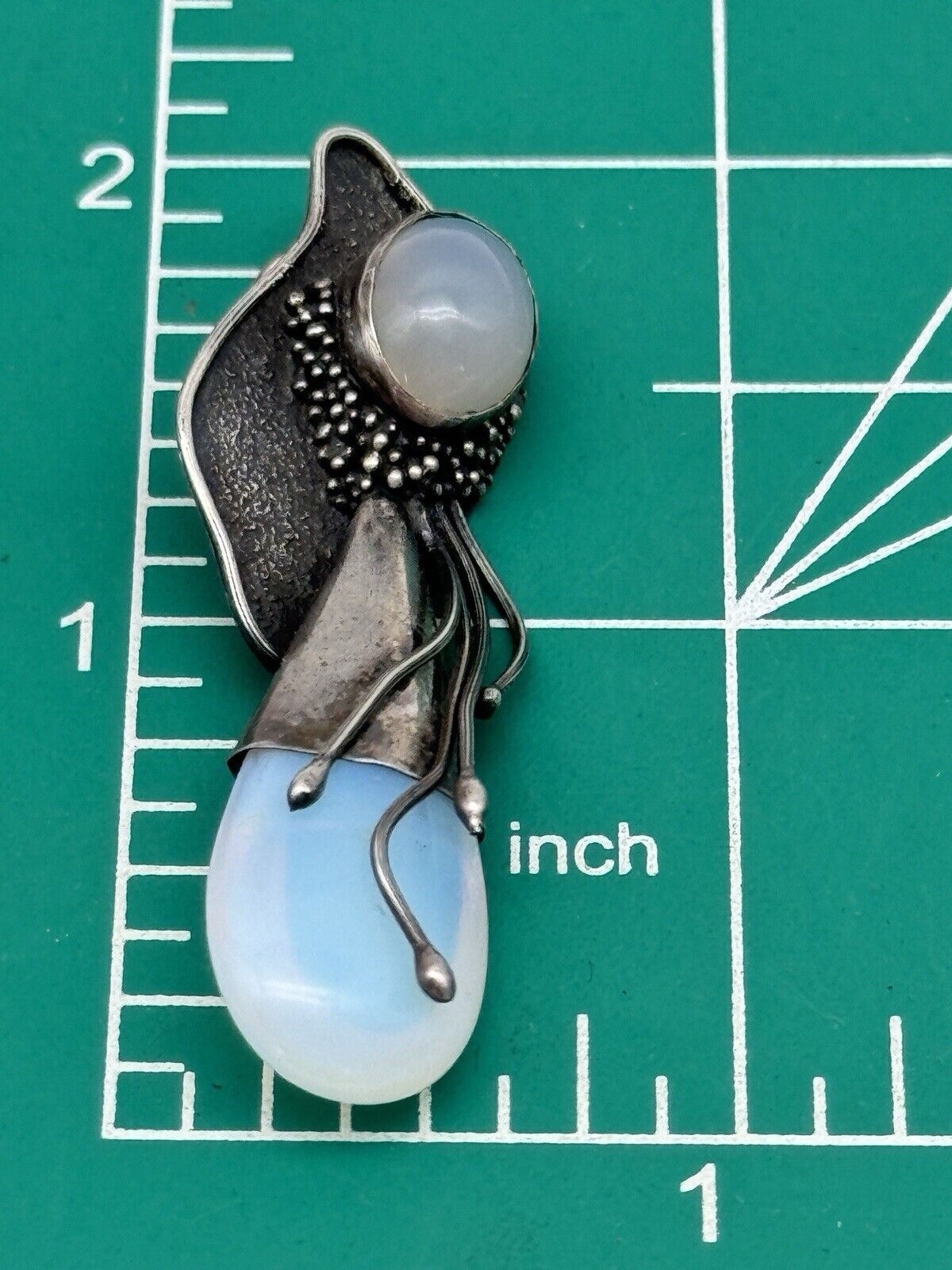 925 Sterling Opaline Glass Pendant VINTAGE