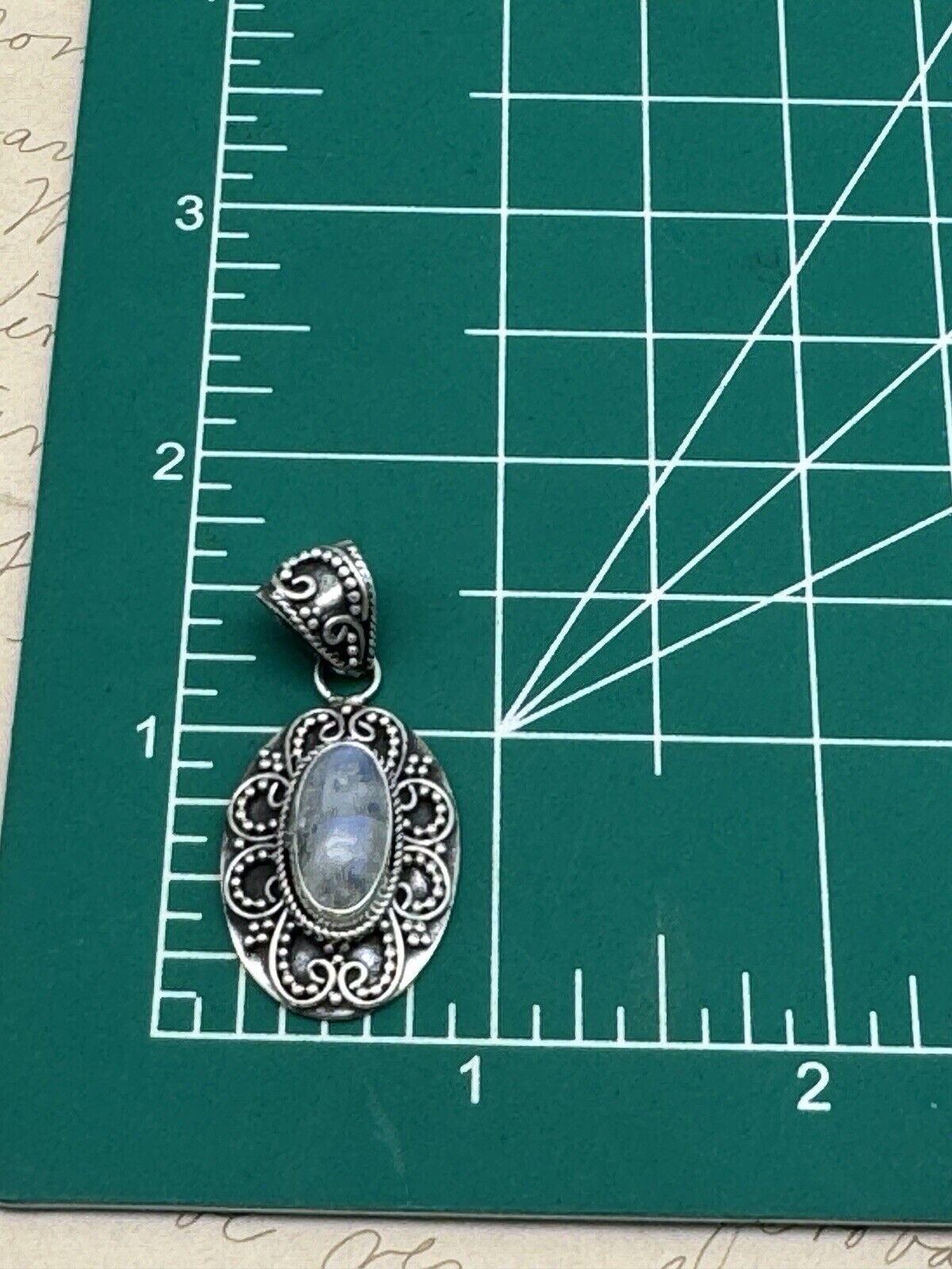Sterling 925 Pendant With Blue Grey Stone VINTAGE