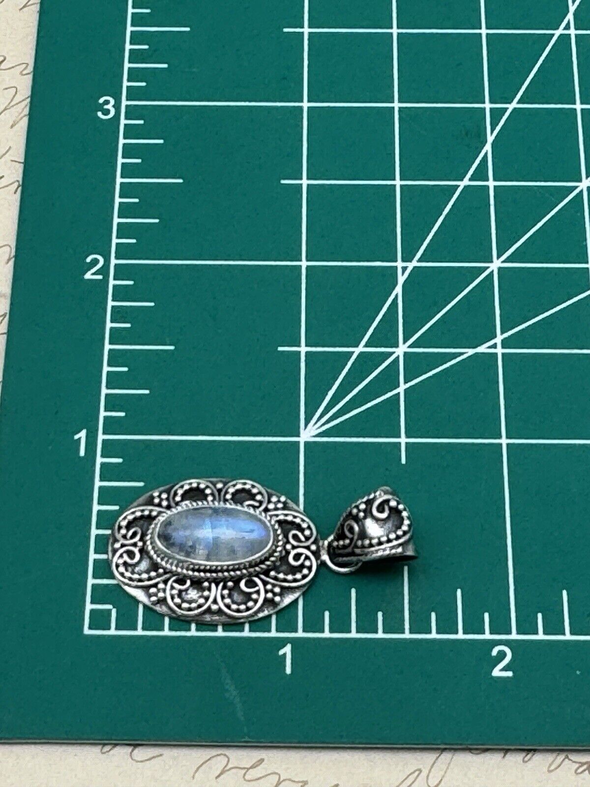 Sterling 925 Pendant With Blue Grey Stone VINTAGE