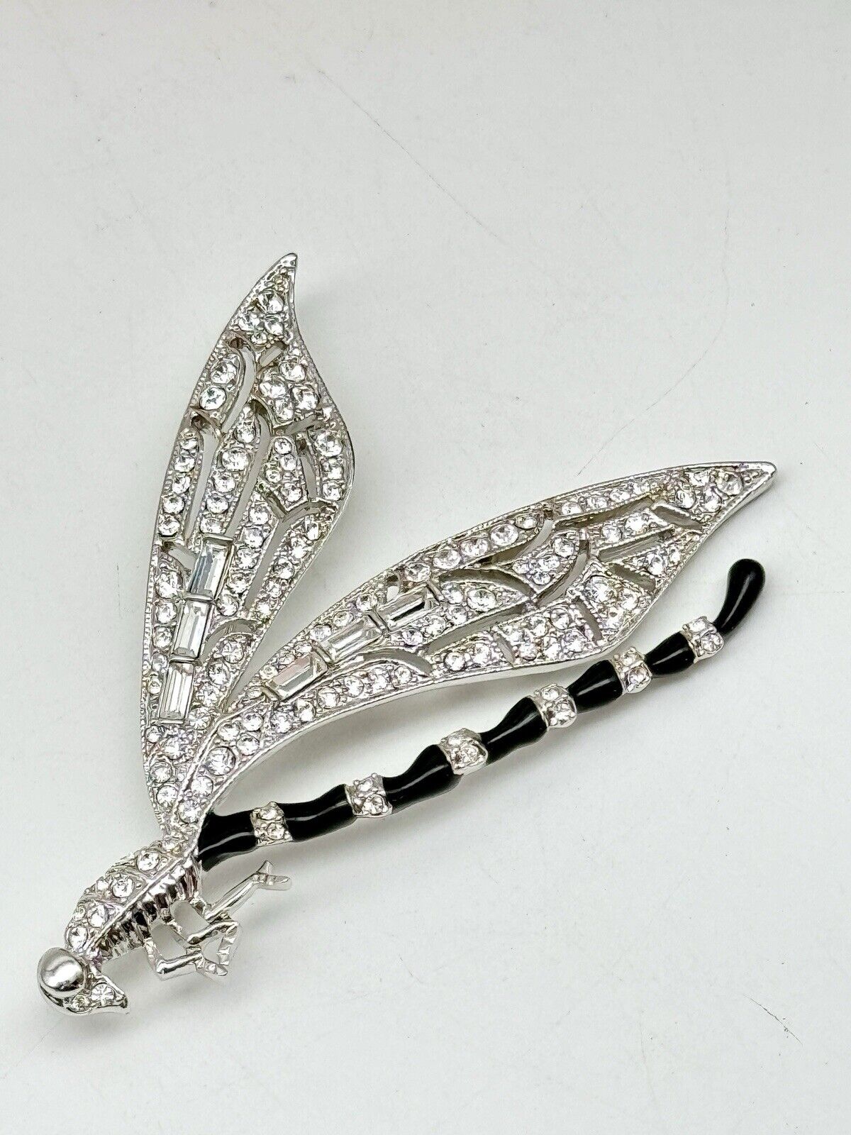 KENNETH J LANE KJL BRILLIANT CRYSTAL ENAMEL DRAGONFLY BROOCH PIN Original Case