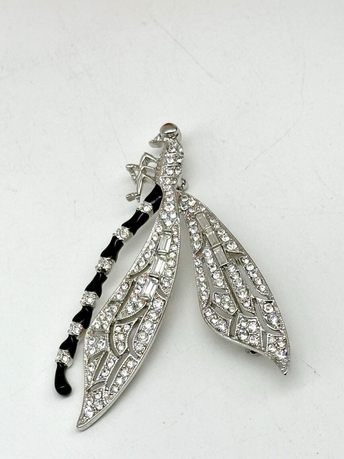 KENNETH J LANE KJL BRILLIANT CRYSTAL ENAMEL DRAGONFLY BROOCH PIN Original Case