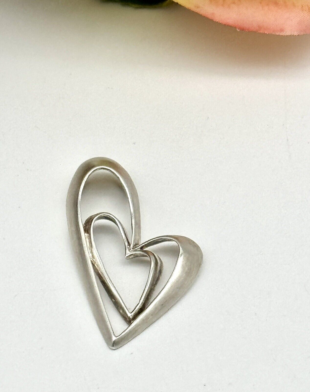 Vintage 925 Sterling Silver Double Heart Pendant