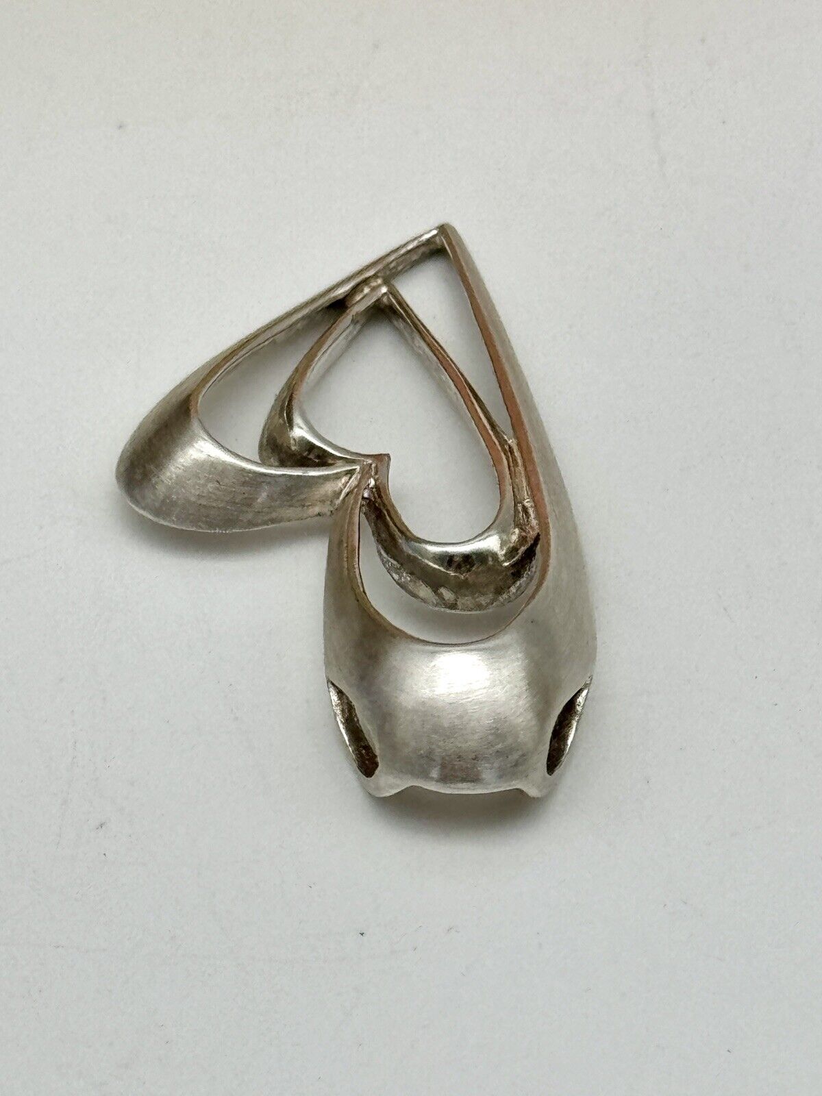 Vintage 925 Sterling Silver Double Heart Pendant
