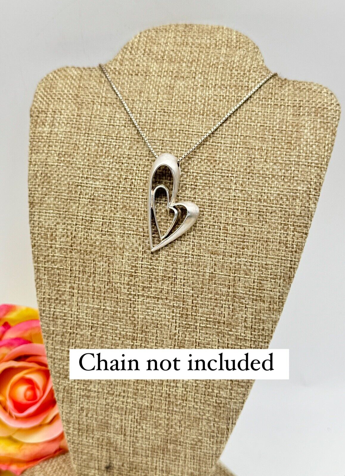 Vintage 925 Sterling Silver Double Heart Pendant