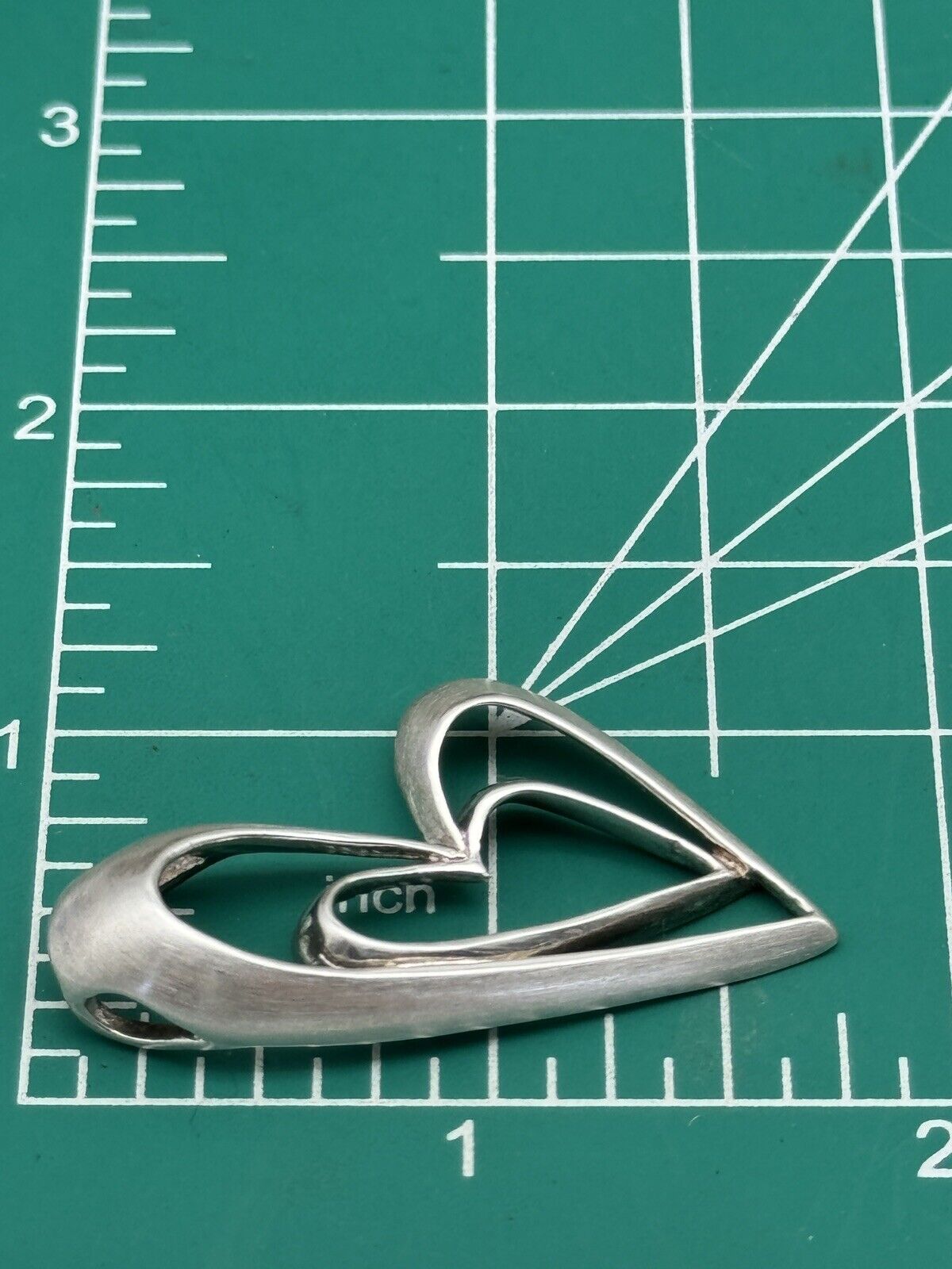 Vintage 925 Sterling Silver Double Heart Pendant