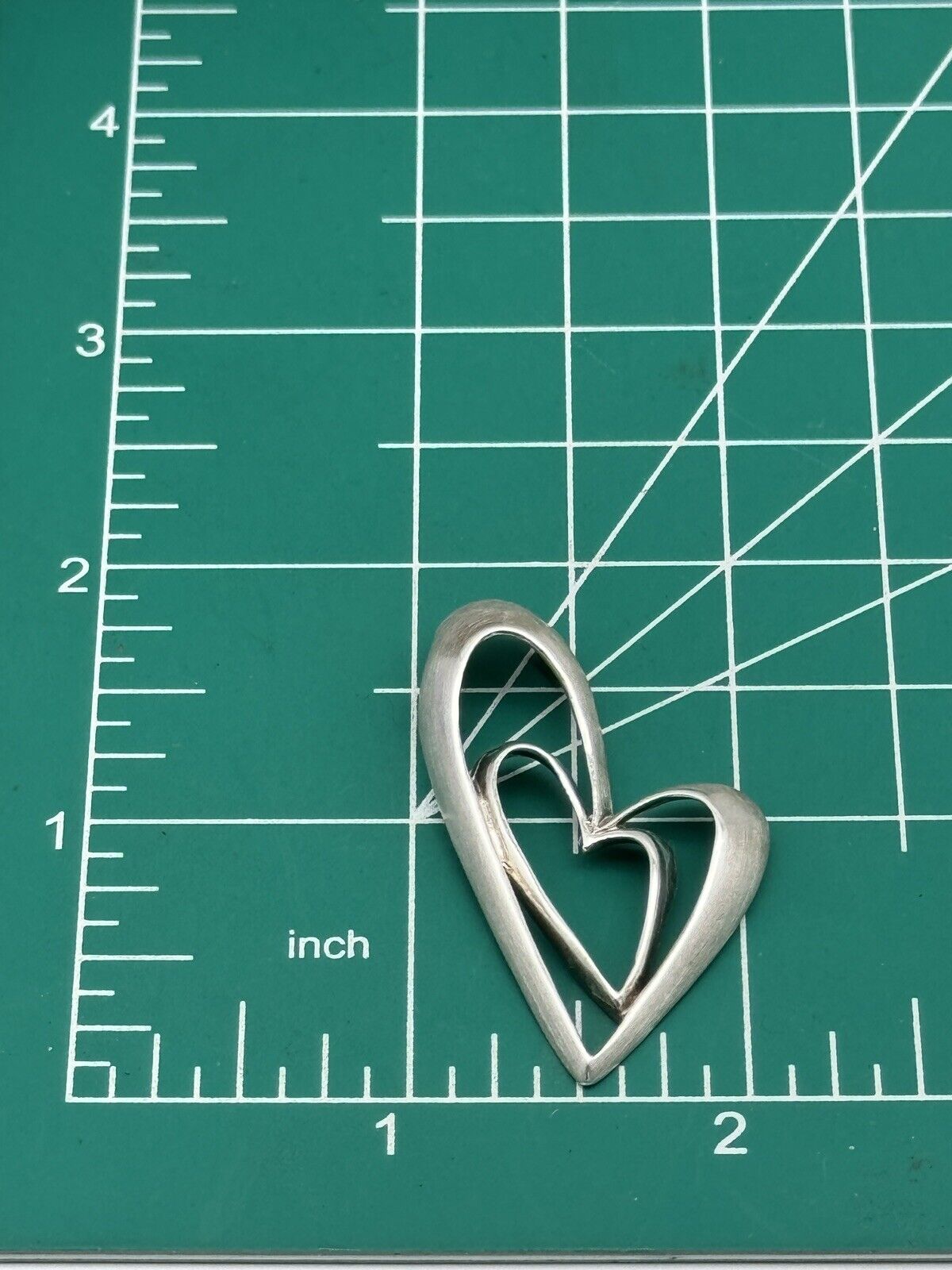 Vintage 925 Sterling Silver Double Heart Pendant