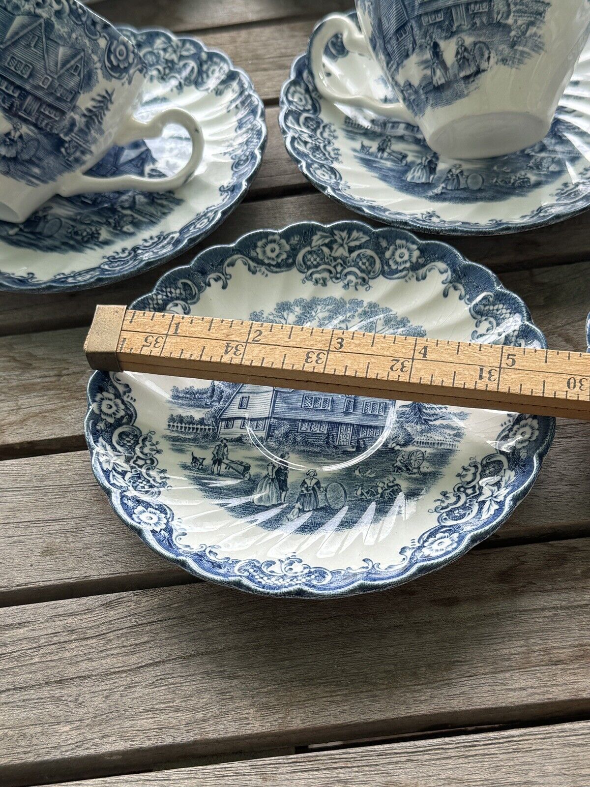 Heritage Hall Blue & White 1 Tea Cup & Saucer Staffordshire Made In England