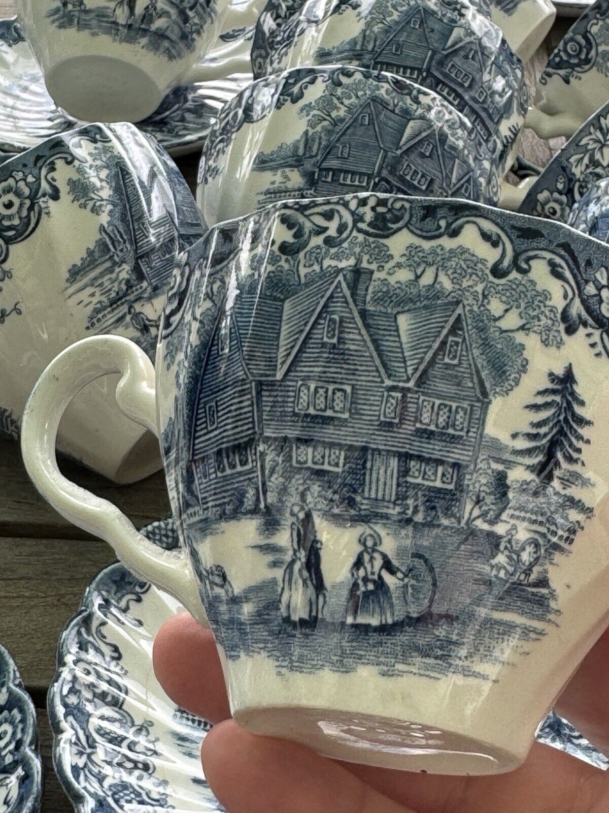 Heritage Hall Blue & White 1 Tea Cup & Saucer Staffordshire Made In England