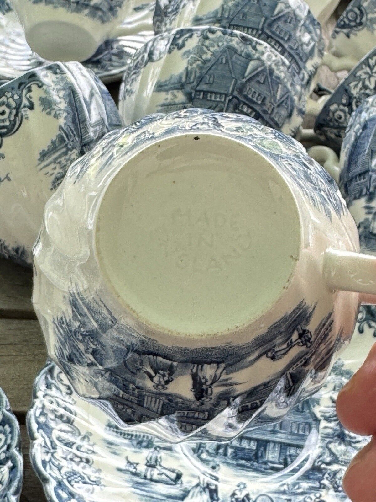 Heritage Hall Blue & White 1 Tea Cup & Saucer Staffordshire Made In England