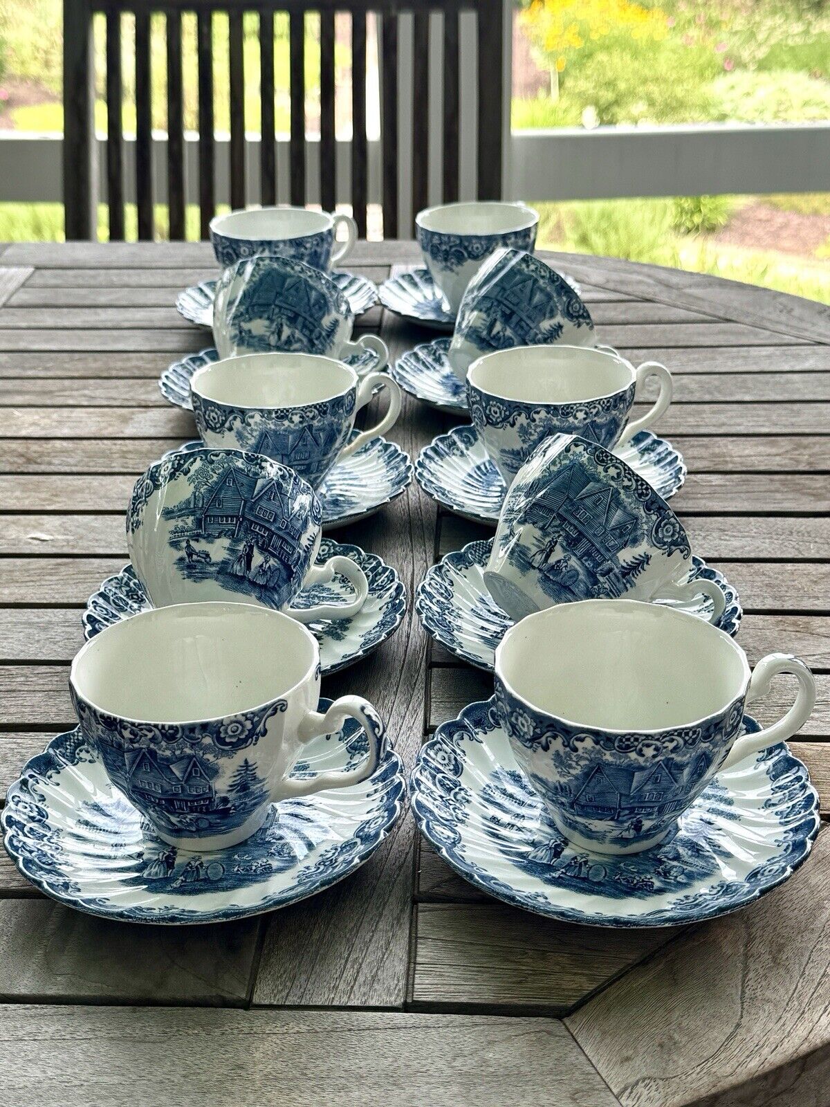 Heritage Hall Blue & White 1 Tea Cup & Saucer Staffordshire Made In England