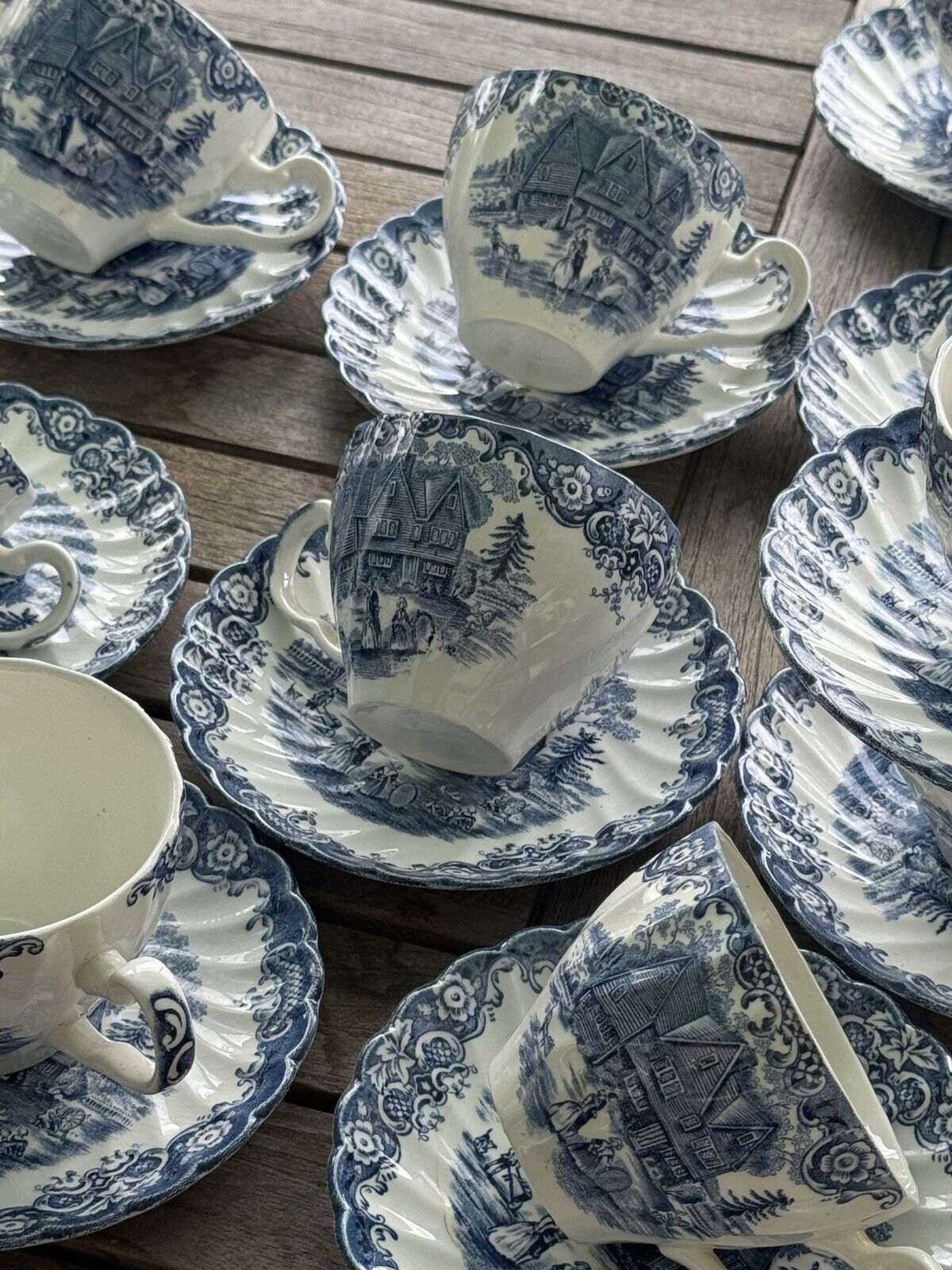 Heritage Hall Blue & White 1 Tea Cup & Saucer Staffordshire Made In England