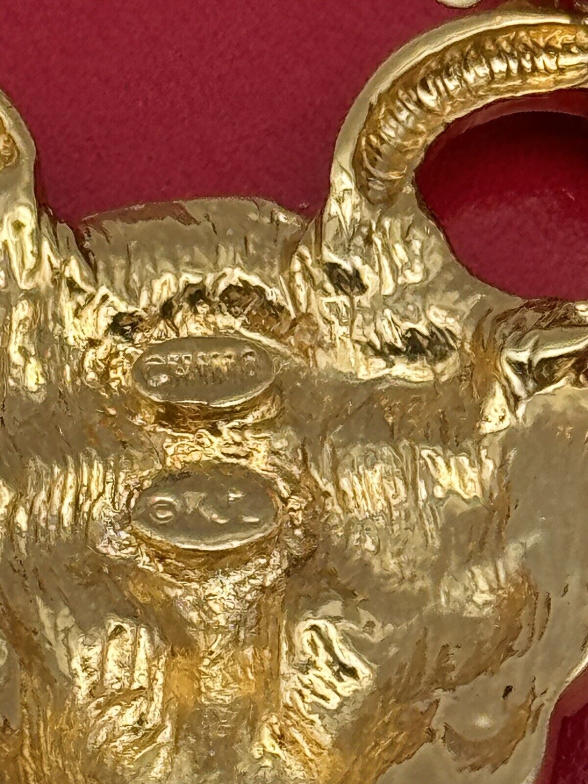 VINTAGE Kenneth Jay Lane Designer Lion Head Door Knocker Necklace with Box