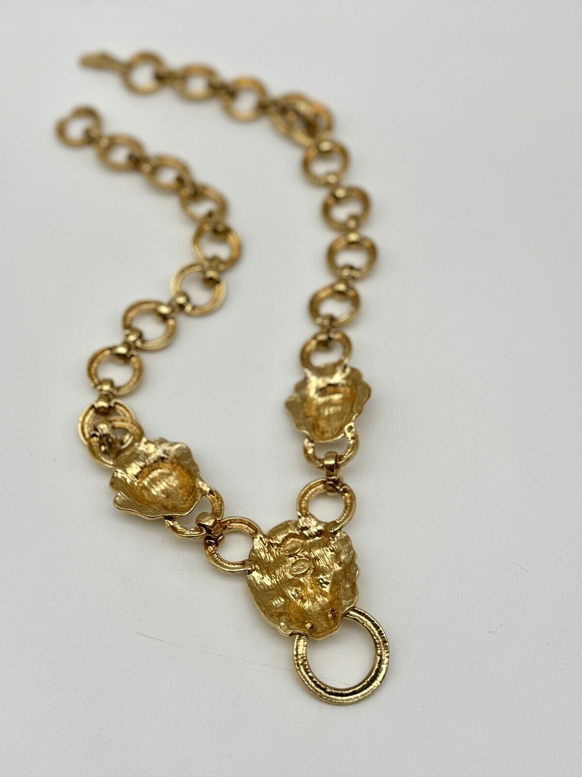 VINTAGE Kenneth Jay Lane Designer Lion Head Door Knocker Necklace with Box