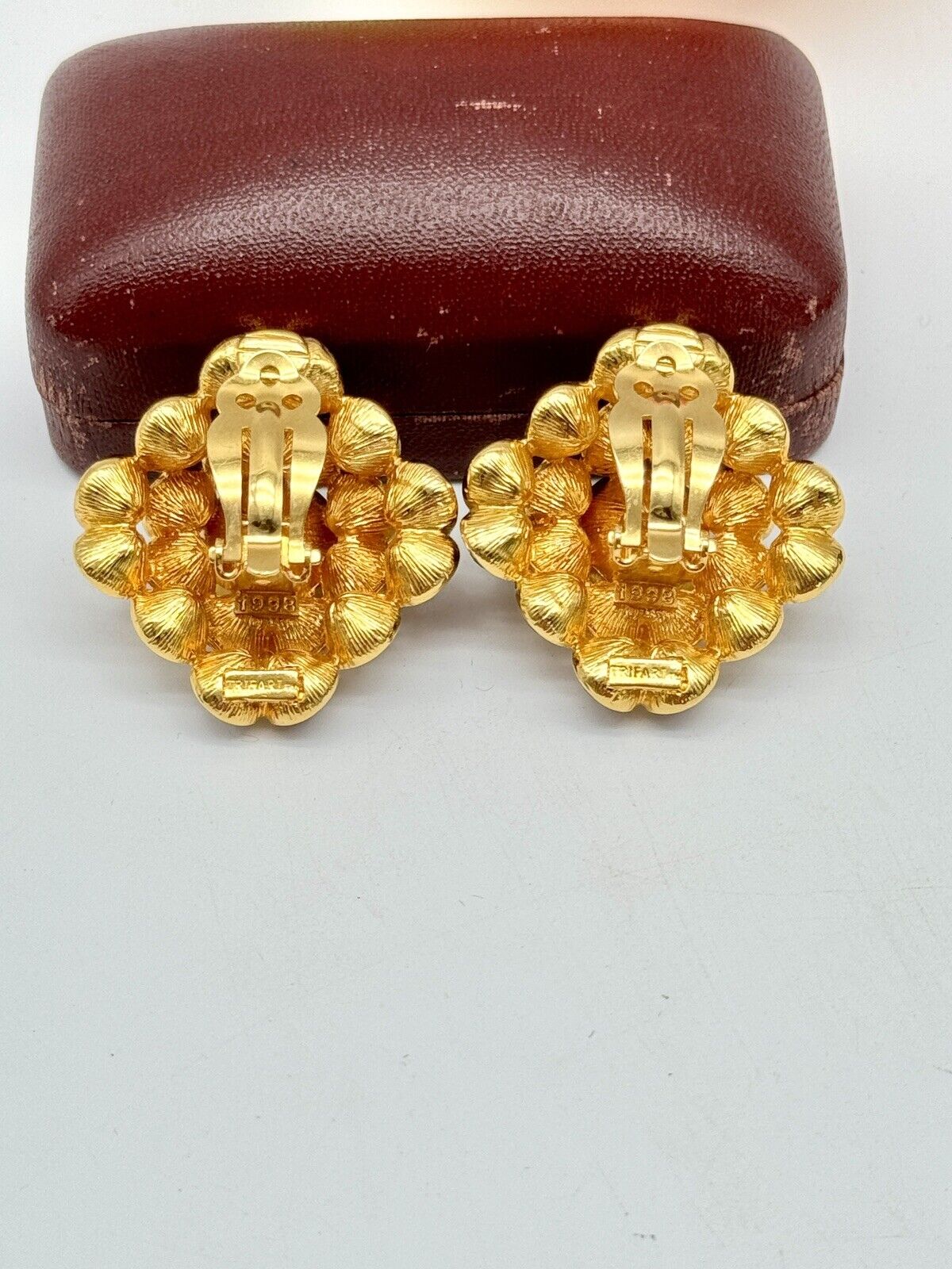 Vintage Pavé TRIFARI Purple AB Crystal LARGE SQUARE Earrings LIMITED EDITION