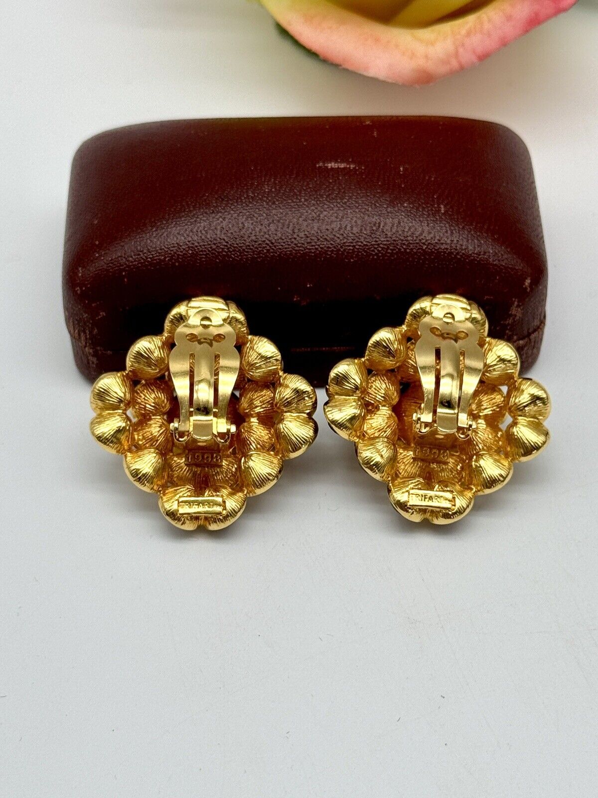 Vintage Pavé TRIFARI Purple AB Crystal LARGE SQUARE Earrings LIMITED EDITION