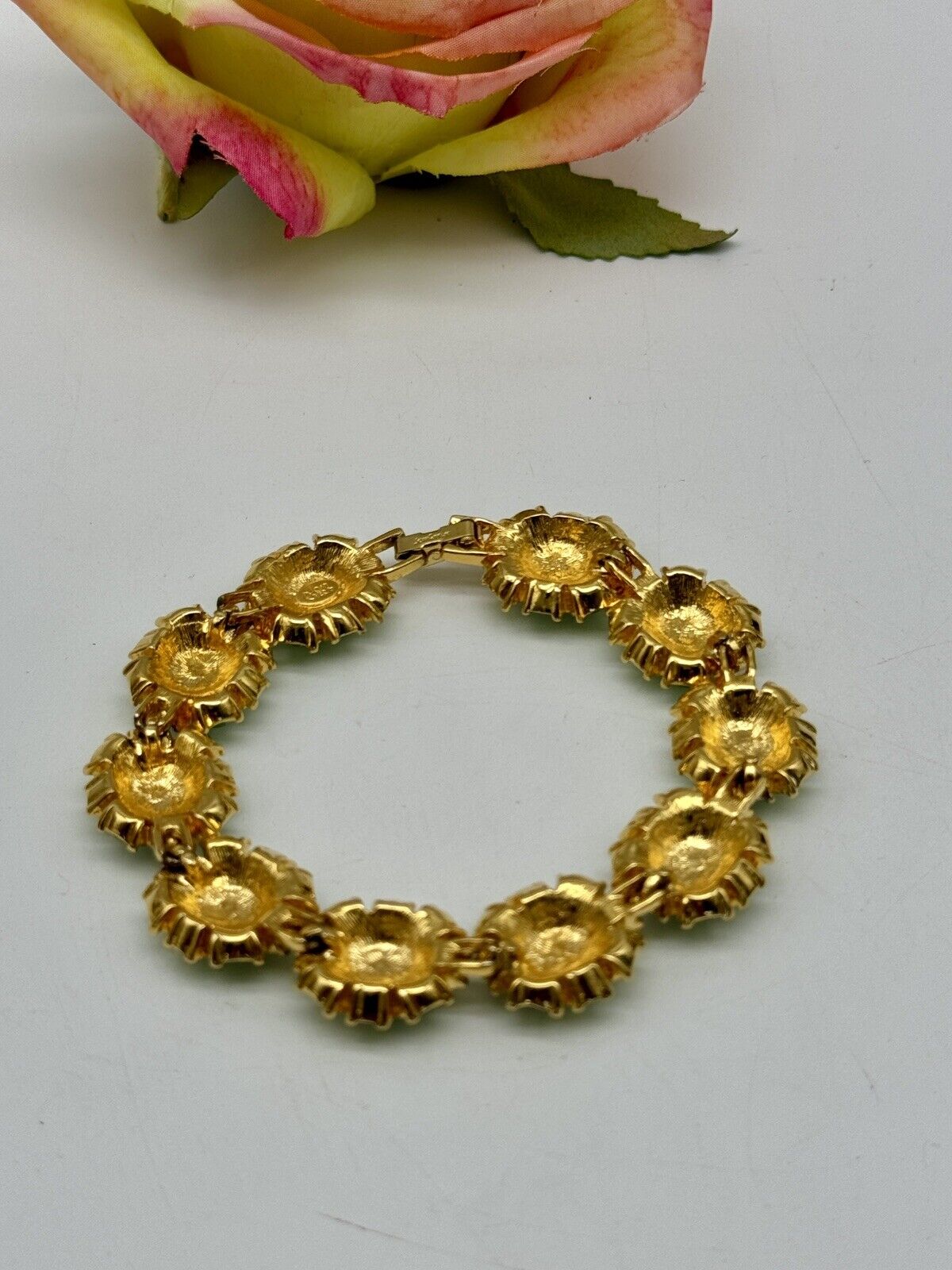 Vintage JOAN RIVERS Green Aqua Rhinestone Bracelet 7.5” ESTATE FIND