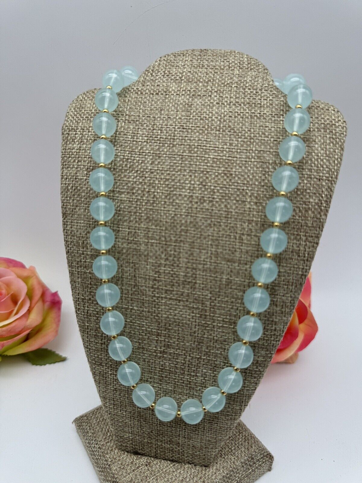 Joan Rivers Light Green Lucite Bead Necklace ca. 18”