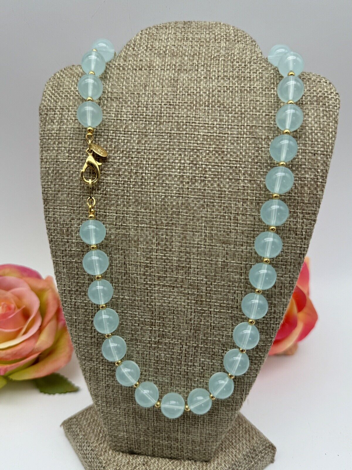 Joan Rivers Light Green Lucite Bead Necklace ca. 18”