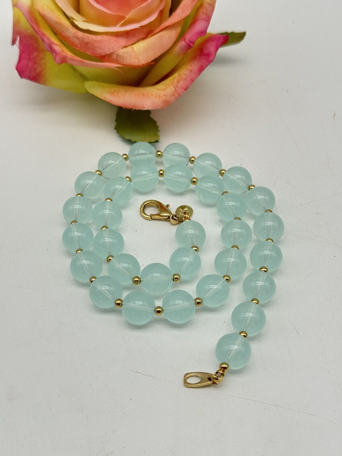Joan Rivers Light Green Lucite Bead Necklace ca. 18”