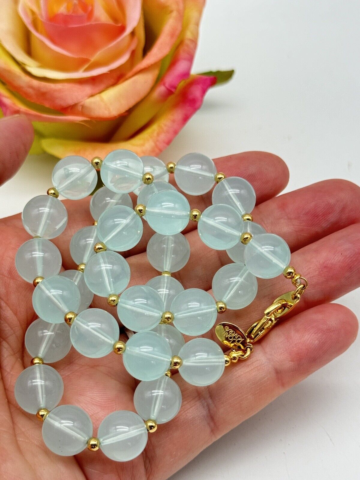 Joan Rivers Light Green Lucite Bead Necklace ca. 18”