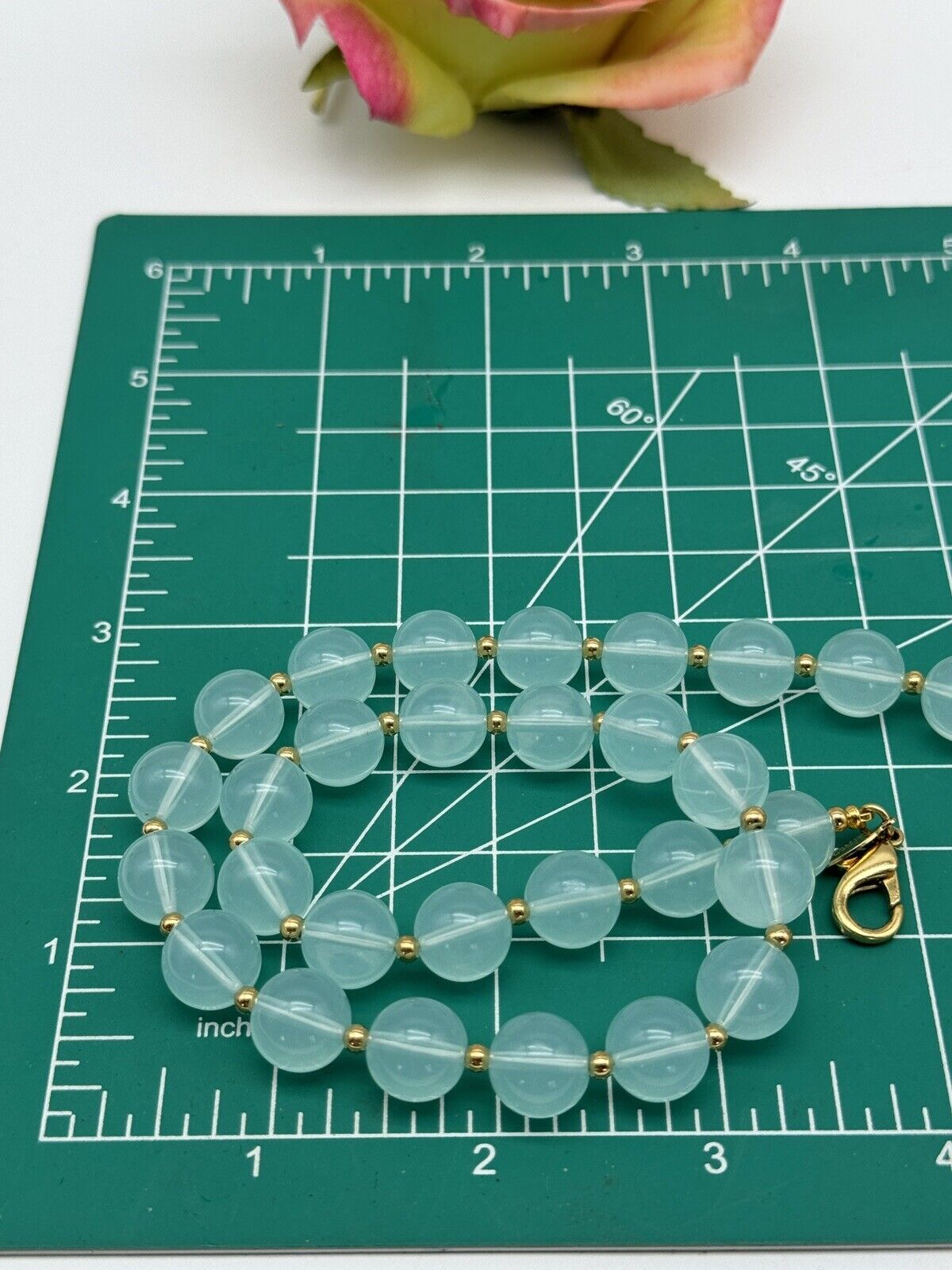 Joan Rivers Light Green Lucite Bead Necklace ca. 18”