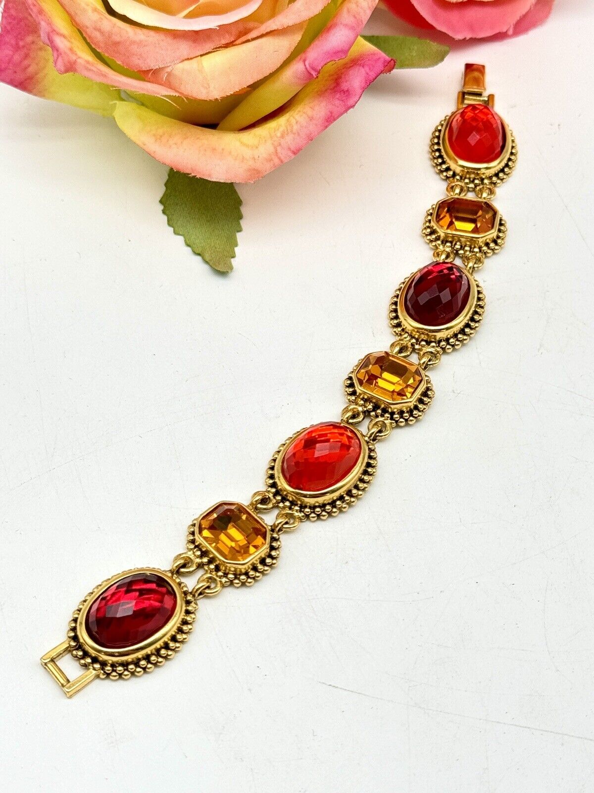 Joan Rivers Autumnal Panel Bracelet circa 6.5” ESTATE FIND