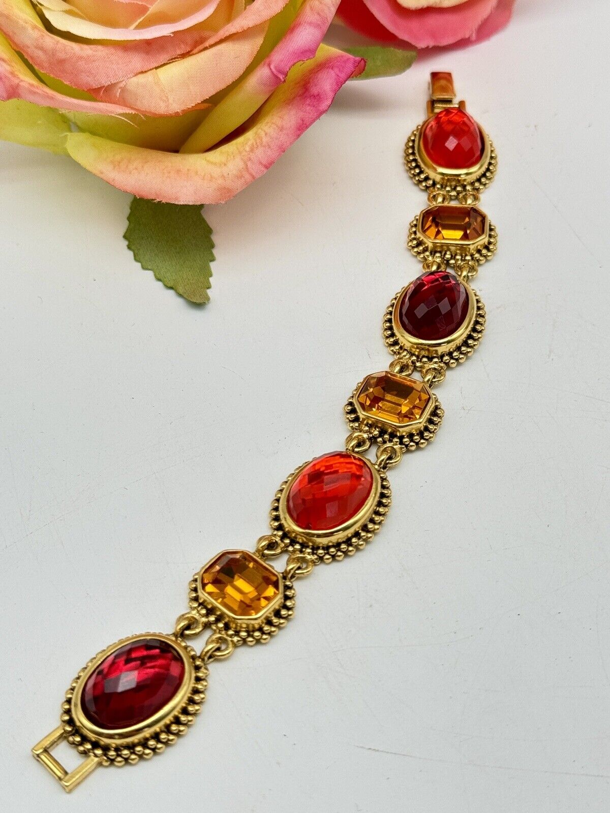 Joan Rivers Autumnal Panel Bracelet circa 6.5” ESTATE FIND
