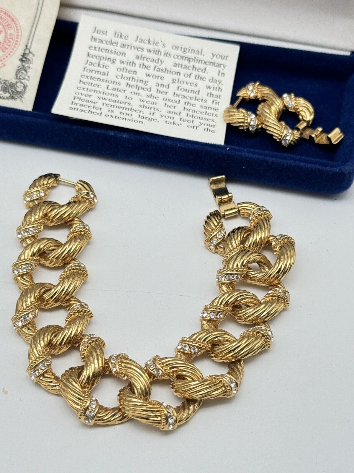 CAMROSE & KROSS JBK Jackie Kennedy Gold Tone/Rhinestone Bracelet ESTATE FIND