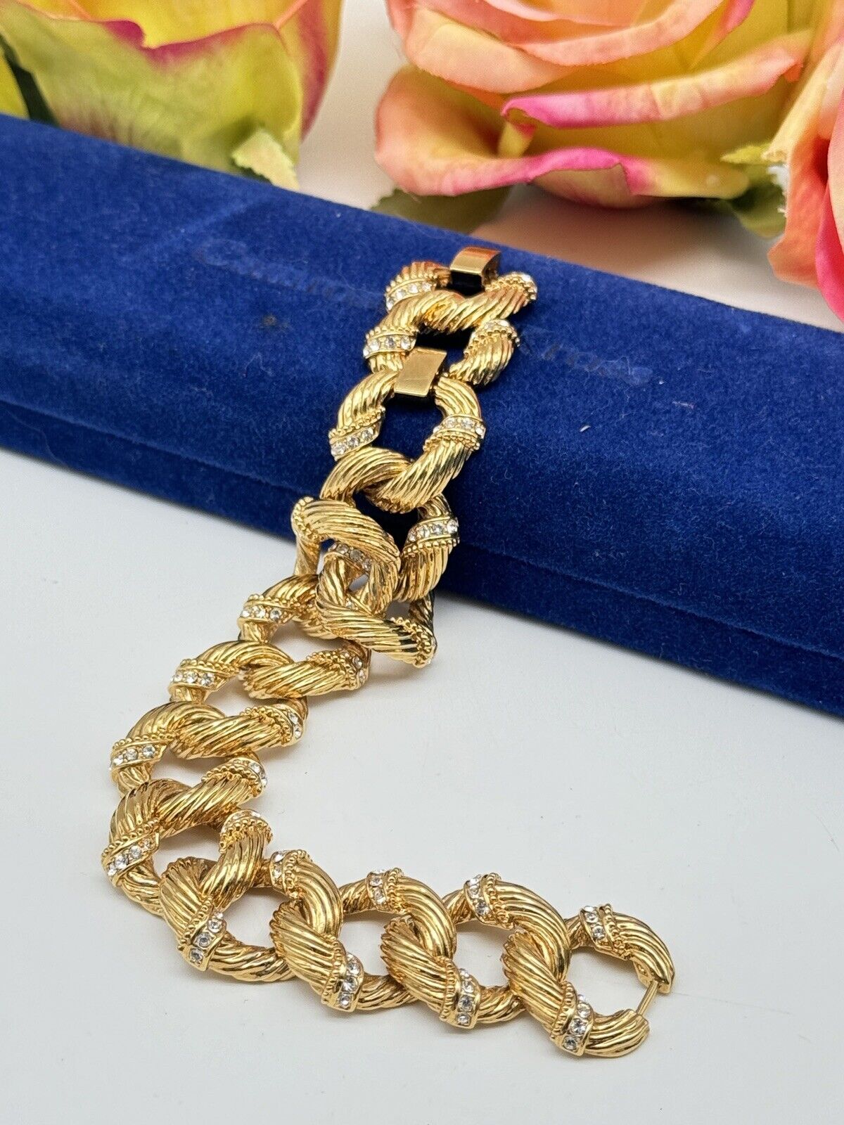 CAMROSE & KROSS JBK Jackie Kennedy Gold Tone/Rhinestone Bracelet ESTATE FIND