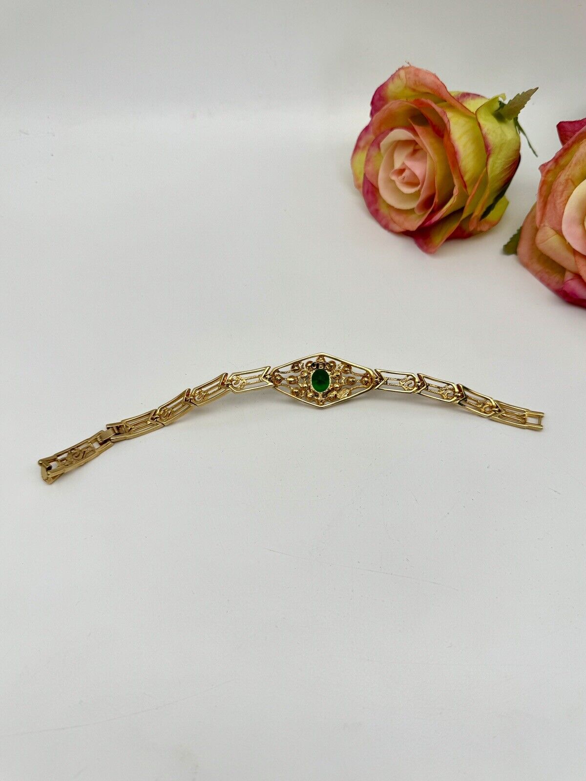 CAMROSE & KROSS Jacqueline Kennedy GREEN Rhinestone Bracelet Box Estate Find